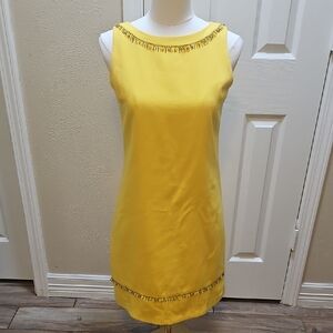 Yellow Embellished Sheath Midi Dress for Weddings